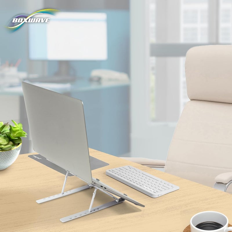 BoxWave Stand and Mount Compatible with Lenovo Yoga Book 9i - Compact QuickSwitch Stand, Portable Multi Angle Viewing Foldable Riser - Metallic Silver - Image 5